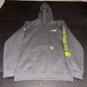 Carhartt Charcoal Hoodie with Bright Yellow Logo
